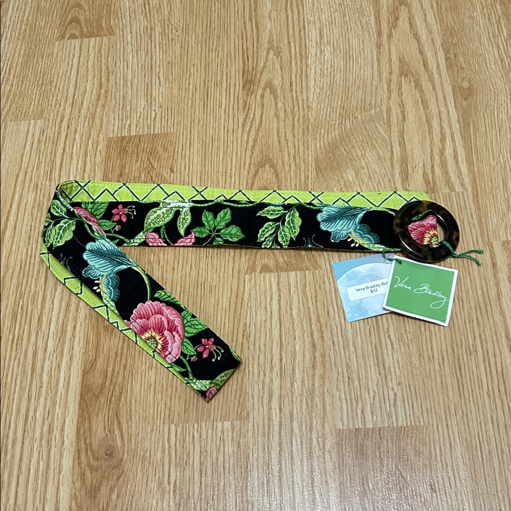 Vera Bradley Black and Green Floral Belt